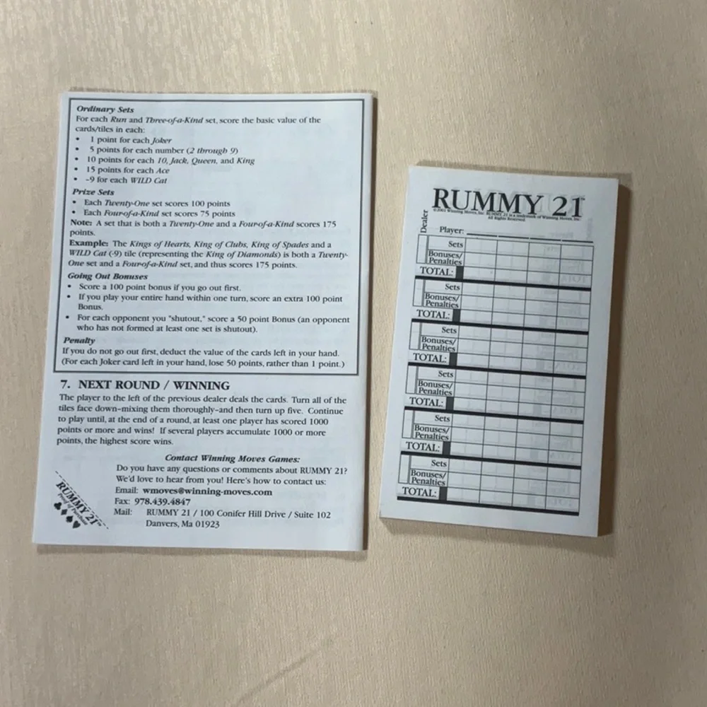 Vintage Rummy 21 by Winning Moves Game Combination of Cards & Tiles -Complete